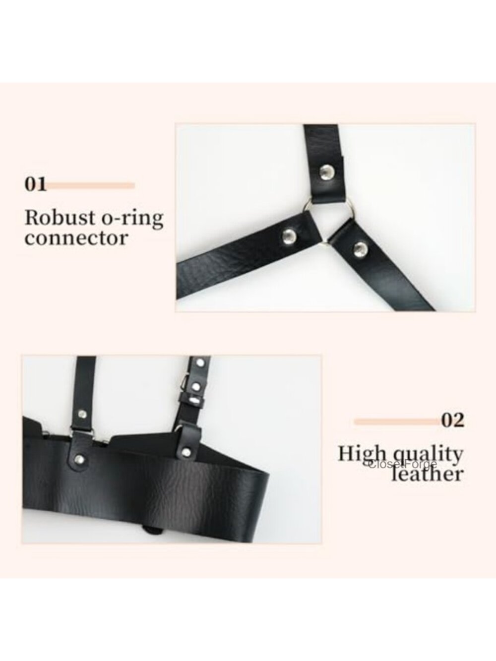 Adjustable Faux Leather Chest Harness Belt Gothic Punk - Picture 4 of 6